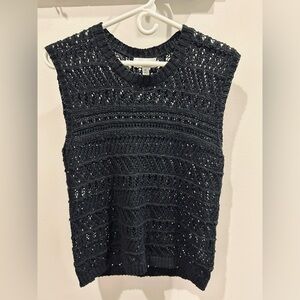 Evereve Black Lace Knit Top